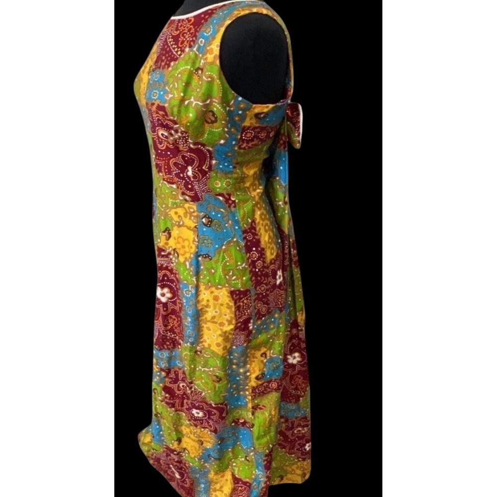 Vintage 1970 Charlotta of California Psychedelic Maxi Dress - Twist Front Detail - Picture 2 of 6